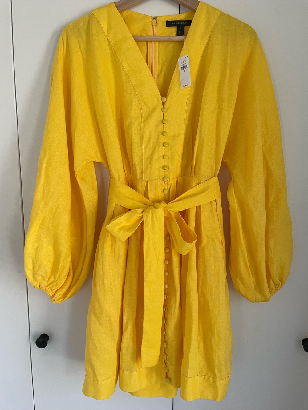 NWT Banana Republic Yellow 100% Linen Mini Dress XS
